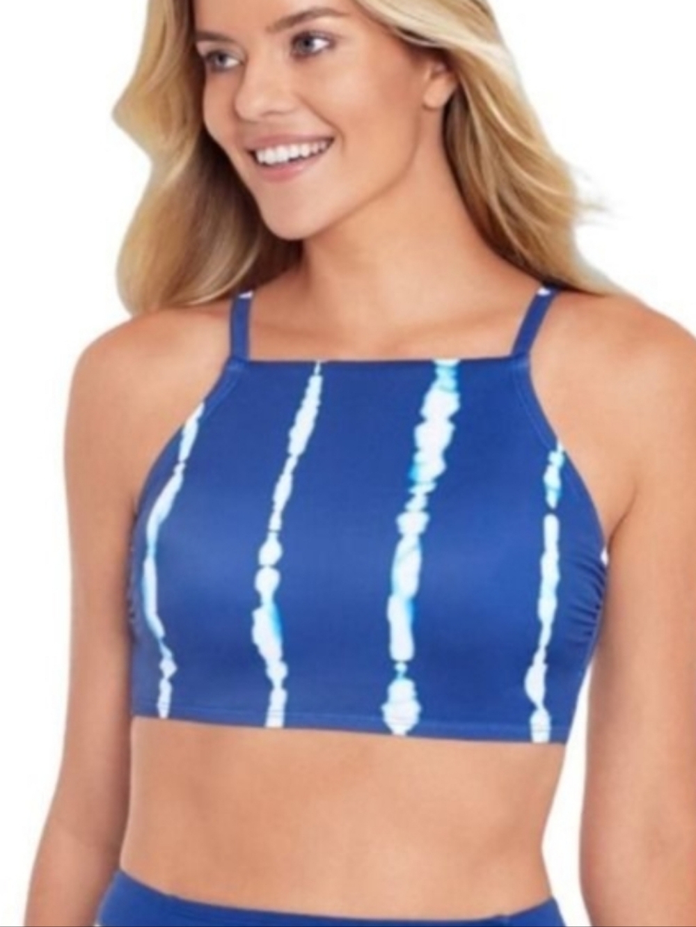SALE NWT Beach Betty Bikini Top Lace Up Back Tie Dye Blue White Miracle Brands S